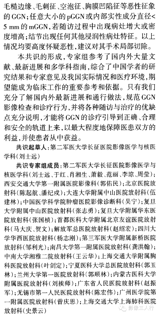 肺亚实性结节影像处理专家共识