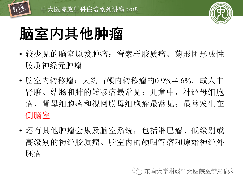 【PPT】脑室内肿瘤的影像学表现及鉴别