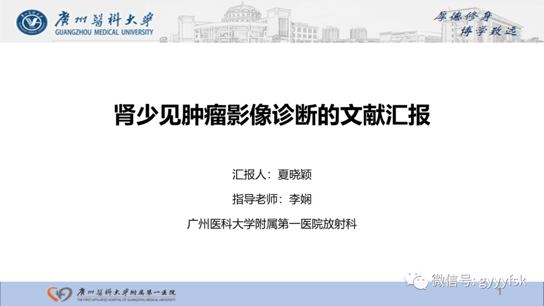 【PPT】肾少见肿瘤影像诊断的文献汇报-1