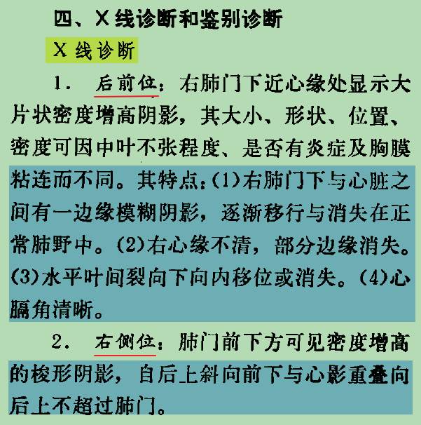 【书摘】“右肺中叶综合征”的鉴别诊断