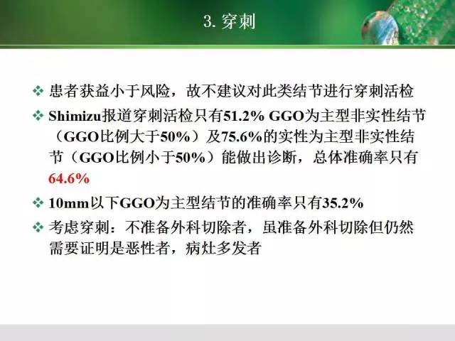 【PPT】肺磨玻璃密度阴影(GGO) 的CT诊断与处理