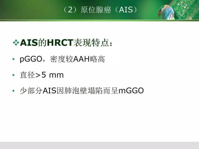 【PPT】肺磨玻璃密度阴影(GGO) 的CT诊断与处理